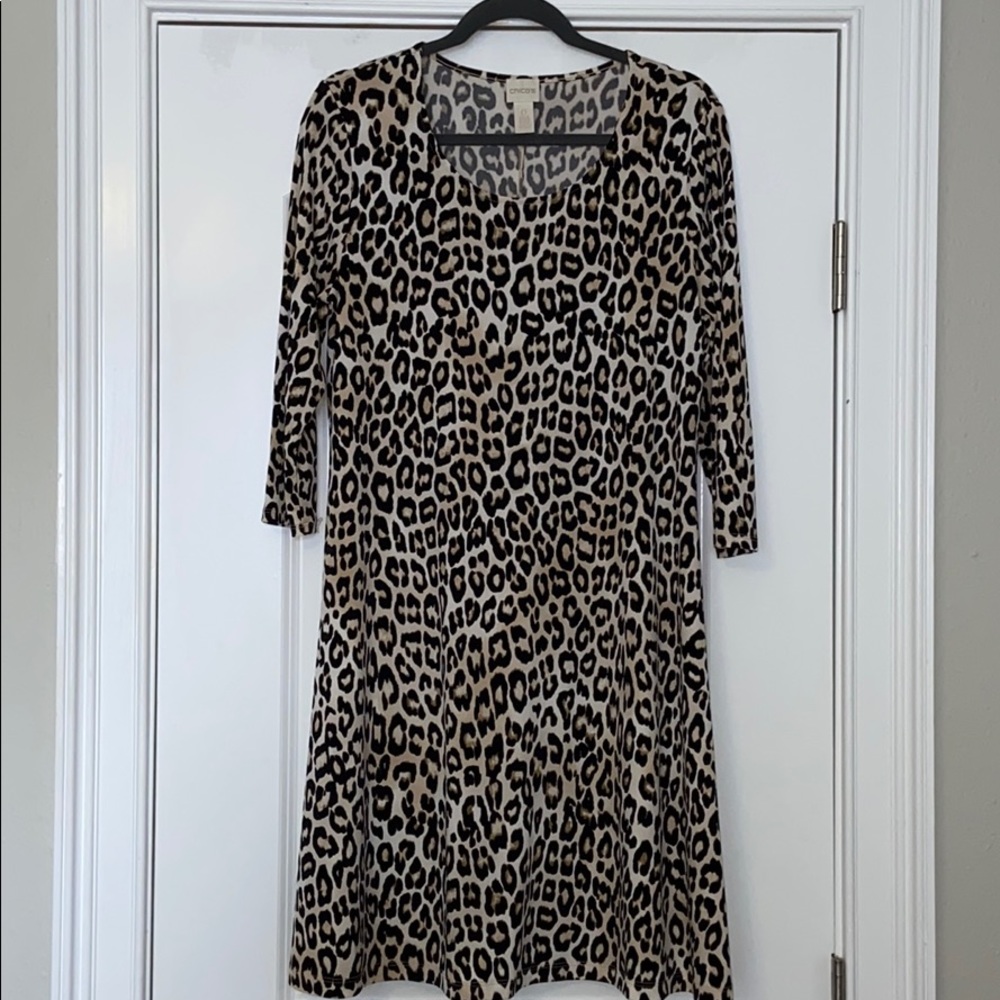 EUC Chico’s Leopard ALine Dress - Sz 0